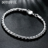 925 Sterling Silver 8in Solid Snake Chain Bracelet For Woman Men