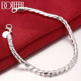 925 Sterling Silver 8in Solid Snake Chain Bracelet For Woman Men