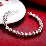 925 Silver 8mm/10mm Hollow Ball Beads Bracelet Wedding Jewelry