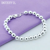 925 Silver 8mm/10mm Hollow Ball Beads Bracelet Wedding Jewelry