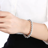 925 Silver 8mm/10mm Hollow Ball Beads Bracelet Wedding Jewelry