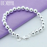 925 Silver 8mm/10mm Hollow Ball Beads Bracelet Wedding Jewelry