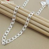 925 Silver 8mm 24 Inch Side Chain Necklace Charm Jewelry