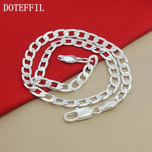 925 Silver 8mm 24 Inch Side Chain Necklace Charm Jewelry