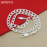 925 Silver 8mm 24 Inch Side Chain Necklace Charm Jewelry
