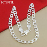 925 Silver 8mm 24 Inch Side Chain Necklace Charm Jewelry