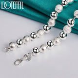925 Silver 8mm Bead Ball Chain Necklace Matte Smooth Wedding Engagement