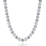 925 Silver 8mm Bead Ball Chain Necklace Matte Smooth Wedding Engagement