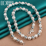 925 Silver 8mm Bead Ball Chain Necklace Matte Smooth Wedding Engagement