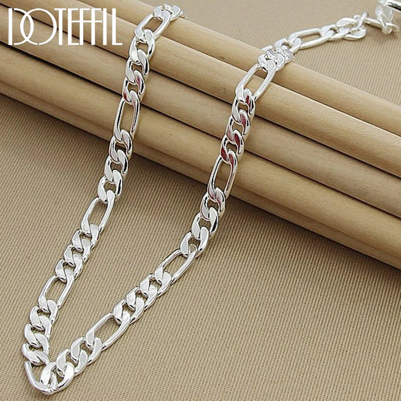 925 Silver 8mm Chain Necklace Statement Jewelry