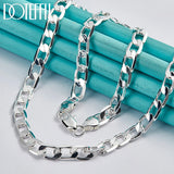 925 Silver 8mm Flat Chain Necklace Wedding Charm Jewelry