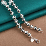 925 Sterling Silver 8mm Bead Ball Chain Necklace Wedding Charm Jewelry