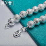 925 Silver 8mm Bead Chain Bracelet Matte Finish