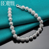 925 Silver 8mm Bead Chain Bracelet Matte Finish