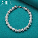 925 Silver 8mm Bead Chain Bracelet Matte Finish