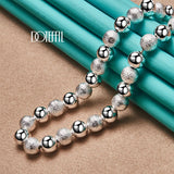 925 Silver 8mm Matte Smooth Bead Chain Necklace for Wedding