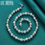 925 Silver 8mm Matte Smooth Bead Chain Necklace for Wedding