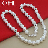 925 Silver 8mm Matte Smooth Bead Chain Necklace for Wedding