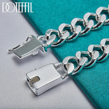 925 Silver 8mm Side Chain Bracelet Men Women Wedding Party Jewelry