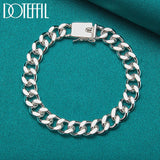 925 Silver 8mm Side Chain Bracelet Men Women Wedding Party Jewelry