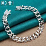 925 Silver 8mm Side Chain Bracelet Men Women Wedding Party Jewelry