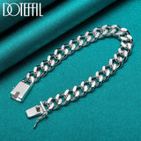 925 Silver 8mm Bracelet Chain Men Women Wedding Jewelry