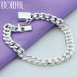 925 Silver 8mm Sideways Bracelet Chain Men Women Wedding Jewelry