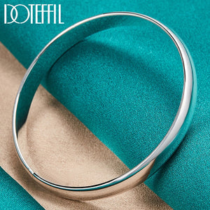 925 Sterling Silver 8mm Smooth Bangle Bracelet For Wedding Engagement