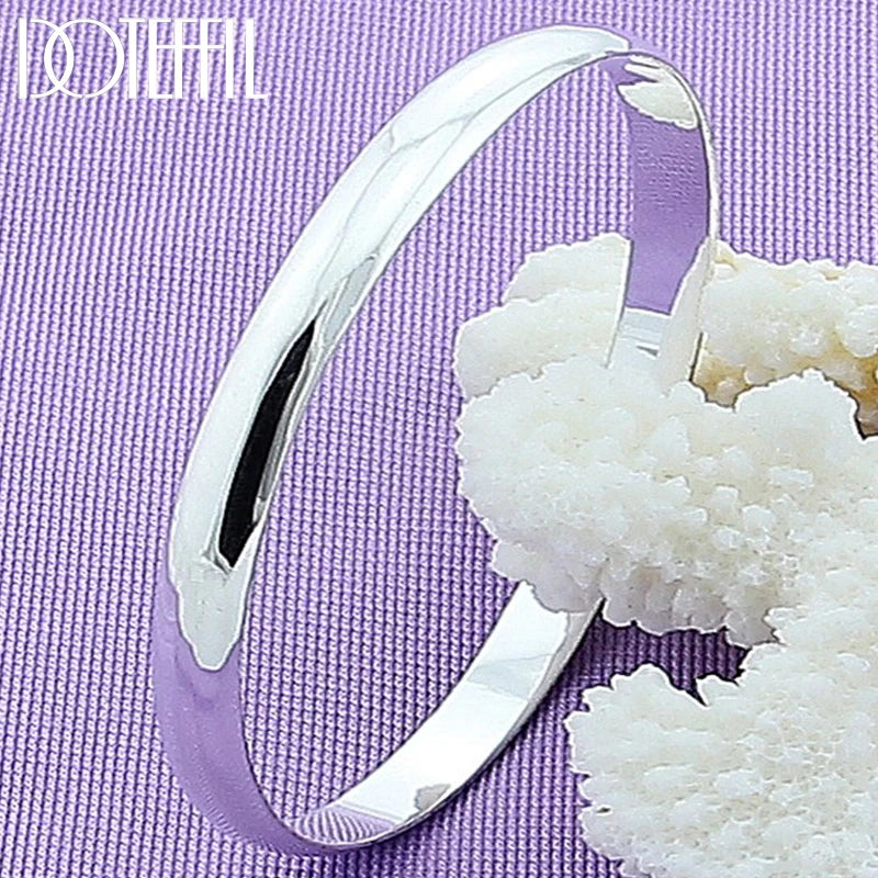 925 Silver 8mm Bangle Bracelet For Wedding Engagement Charm Party