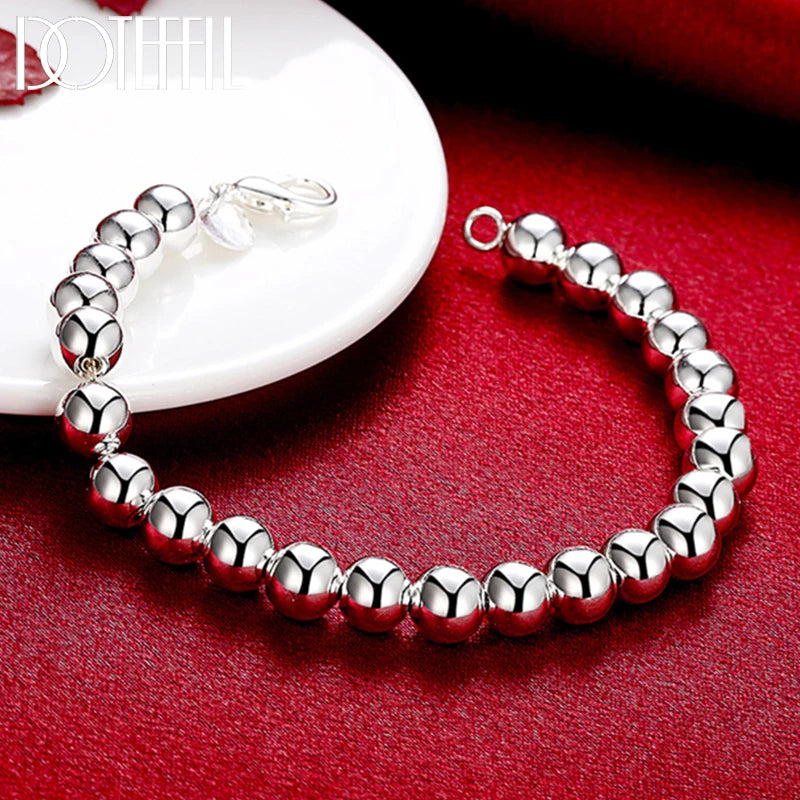 925 Silver Beads Ball Bracelet Women Wedding Party