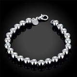 925 Silver Beads Ball Bracelet Women Wedding Party
