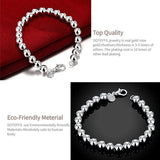 925 Silver Beads Ball Bracelet Women Wedding Party