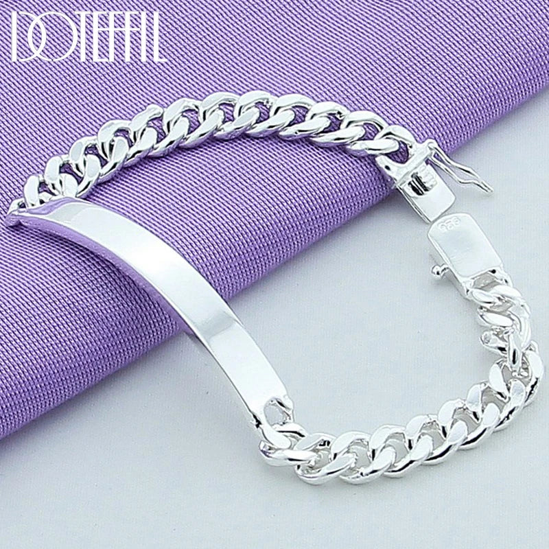 925 Sterling Silver 8mm Sideways Bracelet Charm Jewelry