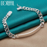 925 Silver 8mm Bracelet Sideways Smooth Men Woman Charm Wedding Party