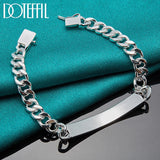 925 Silver 8mm Bracelet Sideways Smooth Men Woman Charm Wedding Party