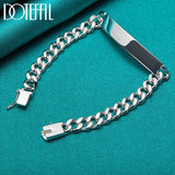 925 Silver 8mm Bracelet Sideways Smooth Men Woman Charm Wedding Party
