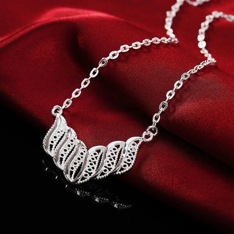 925 Silver Zircon 18" Necklace Wedding Charm Jewelry
