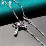 925 Silver Zircon Cross Pendant Necklace 16-30 Inch Chain for Wedding Party