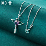 925 Silver Zircon Cross Pendant Necklace 16-30 Inch Chain for Wedding Party