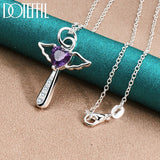 925 Silver Zircon Cross Pendant Necklace 16-30 Inch Chain for Wedding Party