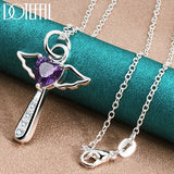 925 Silver Zircon Cross Pendant Necklace 16-30 Inch Chain for Wedding Party