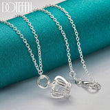 925 Silver Crown Pendant Necklace Zircon 18 Inch Chain Wedding Jewelry