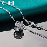 925 Silver Crown Pendant Necklace Zircon 18 Inch Chain Wedding Jewelry