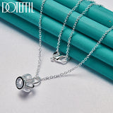 925 Silver Crown Pendant Necklace Zircon 18 Inch Chain Wedding Jewelry