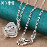 925 Silver Crown Pendant Necklace Zircon 18 Inch Chain Wedding Jewelry