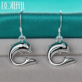 925 Silver Zircon Dolphin Drop Earrings Wedding Engagement Party Charm