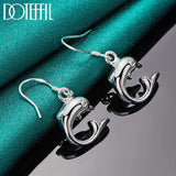 925 Silver Zircon Dolphin Drop Earrings Wedding Engagement Party Charm