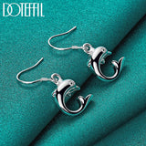 925 Silver Zircon Dolphin Drop Earrings Wedding Engagement Party Charm