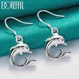 925 Silver Zircon Dolphin Drop Earrings Wedding Engagement Party Charm