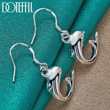 925 Silver Zircon Dolphin Drop Earrings Wedding Engagement Party Charm